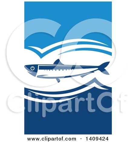 Clipart of a Blue Anchovy Seafood Design - Royalty Free Vector Illustration by Vector Tradition SM