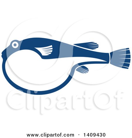 Clipart of a Blue Puffer Fish Seafood Design - Royalty Free Vector Illustration by Vector Tradition SM