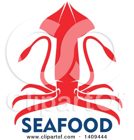 Clipart of a Squid Seafood Design - Royalty Free Vector Illustration by Vector Tradition SM