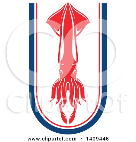 Clipart of a Squid Seafood Design - Royalty Free Vector Illustration by Vector Tradition SM