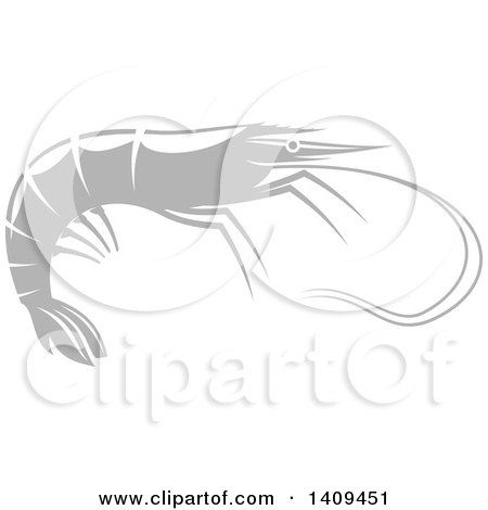 Clipart of a Grayscale Shrimp Seafood Design - Royalty Free Vector Illustration by Vector Tradition SM