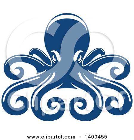 Clipart of a Blue Octopus Seafood Design - Royalty Free Vector Illustration by Vector Tradition SM