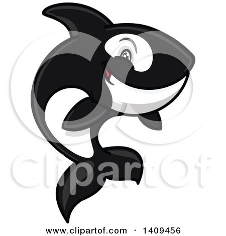 Clipart of a Cartoon Killer Whale Orca Mascot Jumping - Royalty Free Vector Illustration by Vector Tradition SM