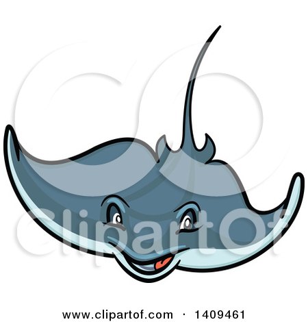 Clipart of a Cartoon Happy Stingray - Royalty Free Vector Illustration by Vector Tradition SM