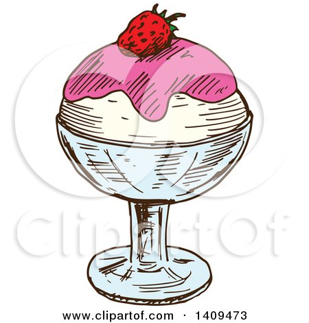 Clipart of a Sketched Ice Cream Treat - Royalty Free Vector Illustration by Vector Tradition SM