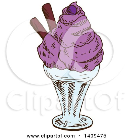 Clipart of a Sketched Ice Cream Treat - Royalty Free Vector Illustration by Vector Tradition SM