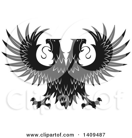 Clipart of a Black and White Double Headed Eagle - Royalty Free Vector Illustration by Vector Tradition SM