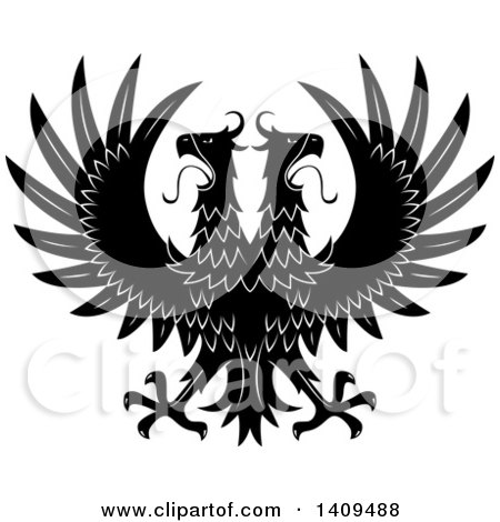 Clipart of a Black and White Double Headed Eagle - Royalty Free Vector Illustration by Vector Tradition SM