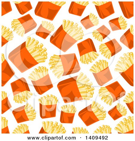 Clipart of a Seamless Background Pattern of French Fries - Royalty Free Vector Illustration by Vector Tradition SM