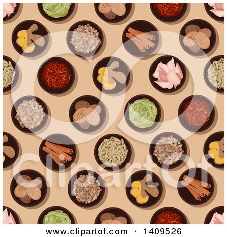 Clipart of a Seamless Background Pattern of Spices - Royalty Free Vector Illustration by Vector Tradition SM