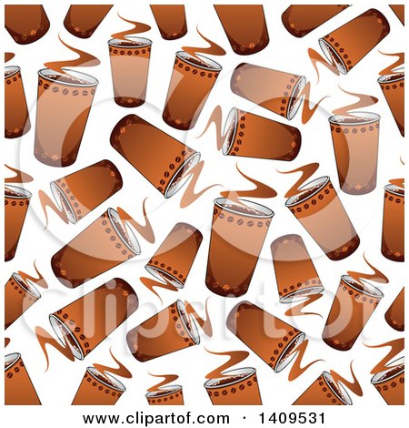 Clipart of a Seamless Background Pattern of Hot Coffees - Royalty Free Vector Illustration by Vector Tradition SM