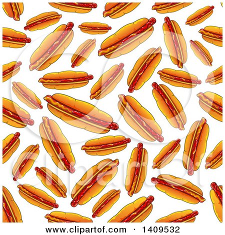 Clipart of a Seamless Background Pattern of Hot Dogs - Royalty Free Vector Illustration by Vector Tradition SM