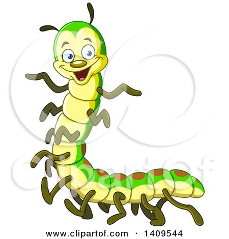 Clipart of a Cartoon Happy Millipede Caterpillar - Royalty Free Vector Illustration by yayayoyo