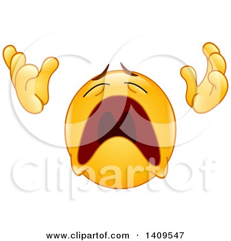 Clipart of a Cartoon Praying and Wailing Emoji Emoticon Smiley - Royalty Free Vector Illustration by yayayoyo