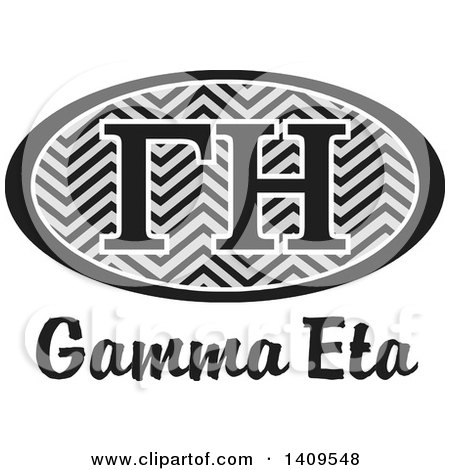Clipart of a Grayscale College Gamma Eta Sorority Organization Design - Royalty Free Vector Illustration by Johnny Sajem