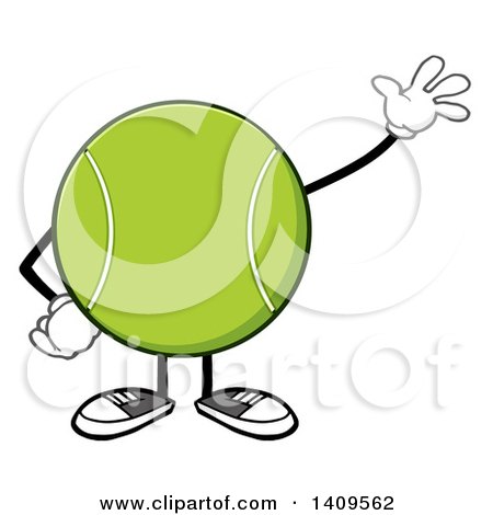 Clipart of a Cartoon Tennis Ball Character Mascot Waving - Royalty Free Vector Illustration by Hit Toon