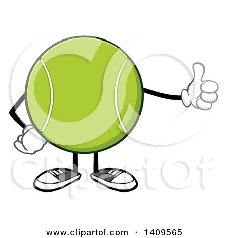 Clipart of a Cartoon Tennis Ball Character Mascot Giving a Thumb up - Royalty Free Vector Illustration by Hit Toon