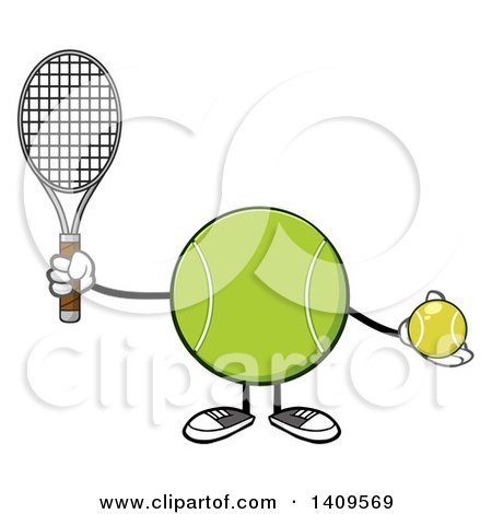 Clipart of a Cartoon Tennis Ball Character Mascot - Royalty Free Vector Illustration by Hit Toon