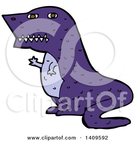Clipart of a Cartoon Purple Tyrannnosaurus Rex Dinosaur - Royalty Free Vector Illustration by lineartestpilot