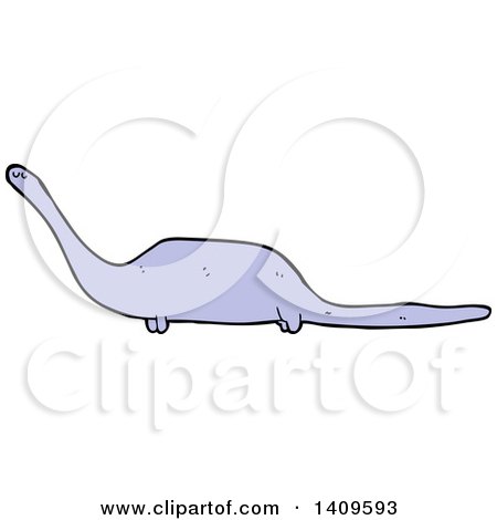 Clipart of a Cartoon Purple Brontosaurus Dinosaur - Royalty Free Vector Illustration by lineartestpilot