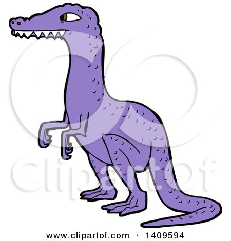 Clipart of a Cartoon Purple Velociraptor Dinosaur - Royalty Free Vector Illustration by lineartestpilot