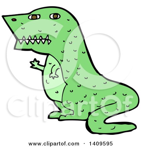 Clipart of a Cartoon Green Tyrannnosaurus Rex Dinosaur - Royalty Free Vector Illustration by lineartestpilot