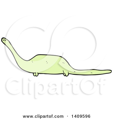 Clipart of a Cartoon Green Brontosaurus Dinosaur - Royalty Free Vector Illustration by lineartestpilot