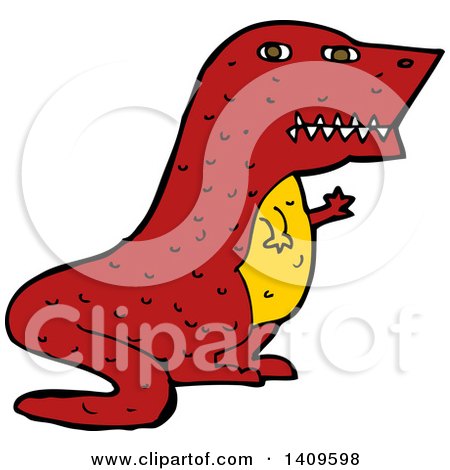 Clipart of a Cartoon Red Tyrannnosaurus Rex Dinosaur - Royalty Free Vector Illustration by lineartestpilot