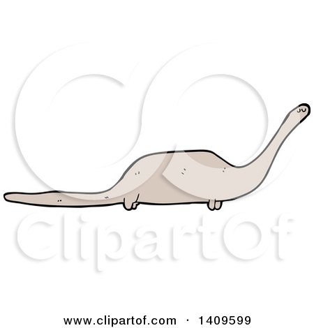 Clipart of a Cartoon Brontosaurus Dinosaur - Royalty Free Vector Illustration by lineartestpilot