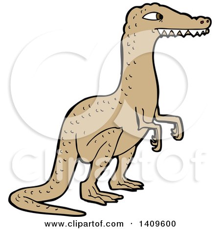 Clipart of a Cartoon Velociraptor Dinosaur - Royalty Free Vector Illustration by lineartestpilot