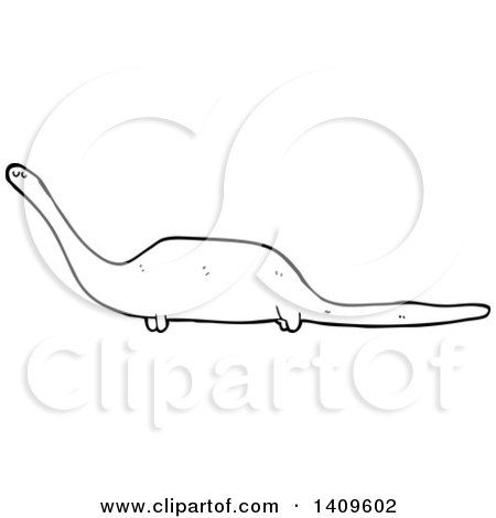 Clipart of a Cartoon Black and White Lineart Brontosaurus Dinosaur - Royalty Free Vector Illustration by lineartestpilot