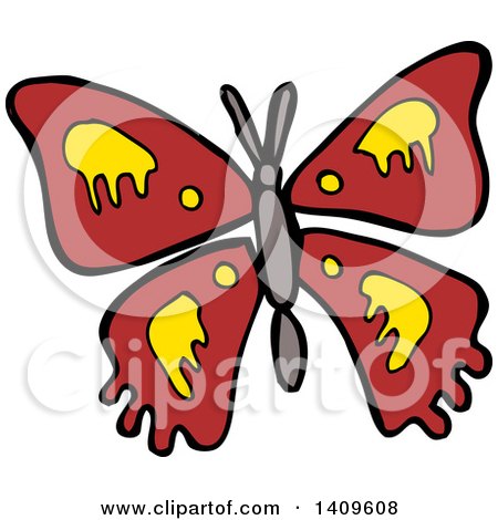 Clipart of a Cartoon Butterfly - Royalty Free Vector Illustration by lineartestpilot