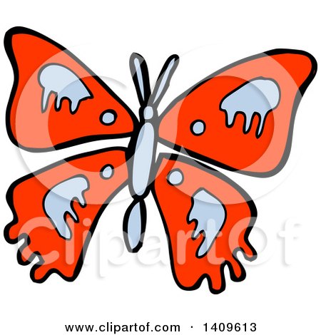 Clipart of a Cartoon Butterfly - Royalty Free Vector Illustration by lineartestpilot