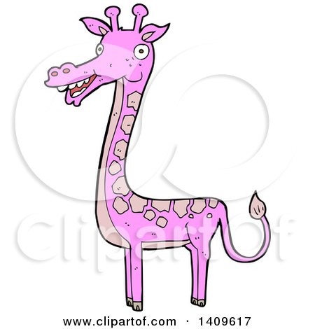 Clipart of a Cartoon Pink Giraffe - Royalty Free Vector Illustration by lineartestpilot