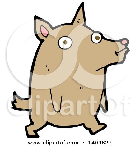 Clipart of a Cartoon Brown Dog - Royalty Free Vector Illustration by lineartestpilot