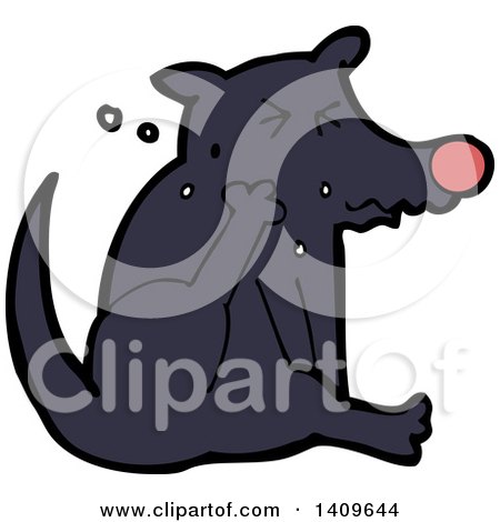 Clipart of a Cartoon Dog Scratching - Royalty Free Vector Illustration by lineartestpilot
