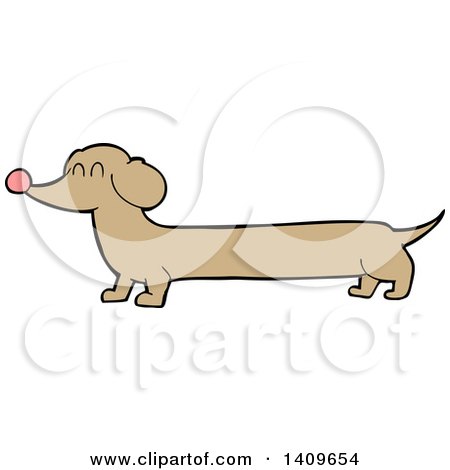 Clipart of a Cartoon Dachshund Dog - Royalty Free Vector Illustration by lineartestpilot
