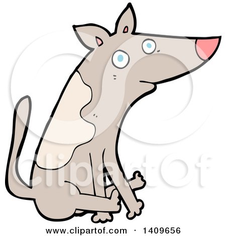 Clipart of a Cartoon Dog Scooting His Butt on the Floor - Royalty Free Vector Illustration by lineartestpilot