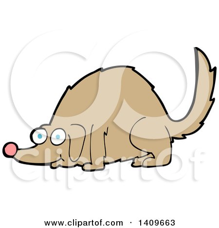 Clipart of a Cartoon Dog Sniffing - Royalty Free Vector Illustration by lineartestpilot