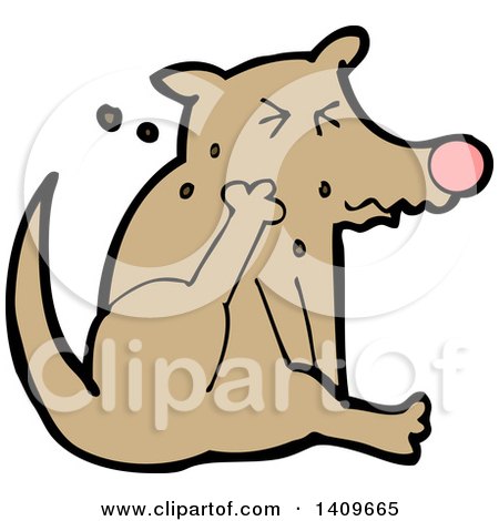 Clipart of a Cartoon Dog Scratching - Royalty Free Vector Illustration by lineartestpilot