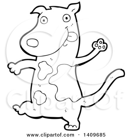 Clipart of a Cartoon Black and White Lineart Dog - Royalty Free Vector Illustration by lineartestpilot