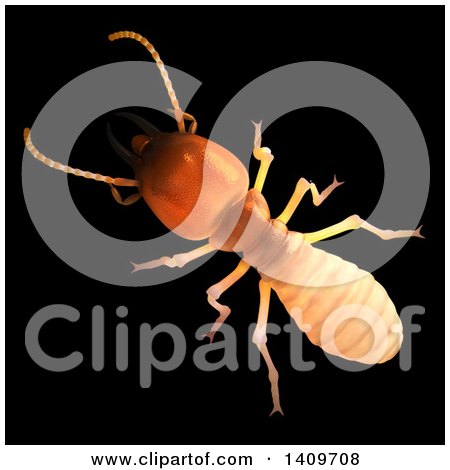 Clipart of a 3d Termite, on a Black Background - Royalty Free Illustration by Leo Blanchette