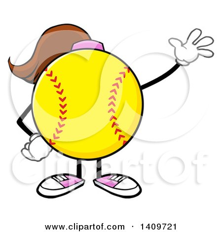 Clipart of a Cartoon Female Softball Character Mascot Waving - Royalty Free Vector Illustration by Hit Toon