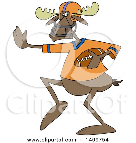 Cartoon Clipart of a Moose Football Player - Royalty Free Vector Illustration by djart