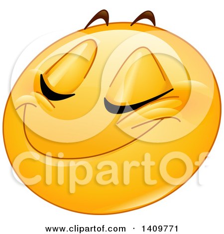 Clipart of a Yellow Smiley Face Emoji Emoticon Grinning with Closed Eyes - Royalty Free Vector Illustration by yayayoyo
