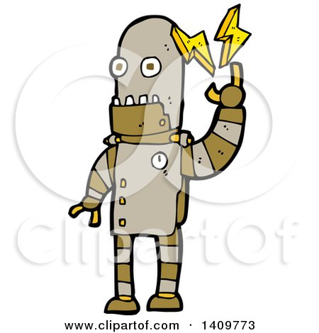 Clipart of a Cartoon Robot - Royalty Free Vector Illustration by lineartestpilot