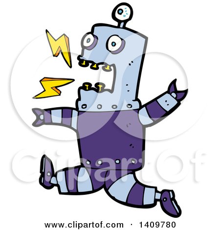 Clipart of a Cartoon Robot - Royalty Free Vector Illustration by lineartestpilot