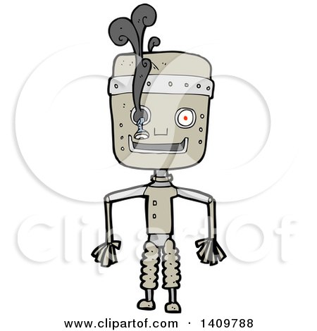Clipart of a Cartoon Robot - Royalty Free Vector Illustration by lineartestpilot