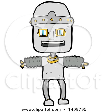 Clipart of a Cartoon Robot - Royalty Free Vector Illustration by lineartestpilot