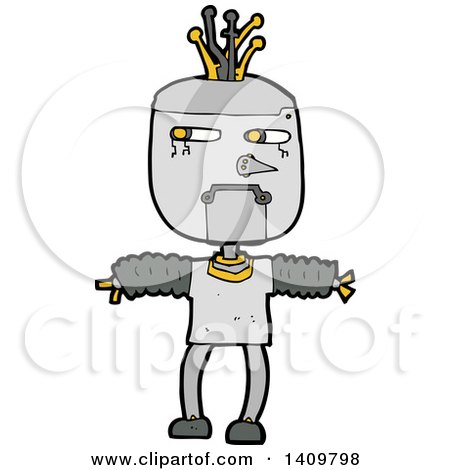 Clipart of a Cartoon Robot - Royalty Free Vector Illustration by lineartestpilot